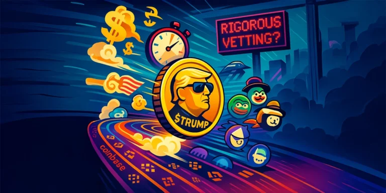 Trump crypto, $TRUMP token, memecoin risks, Coinbase listing speed, crypto regulation 2025