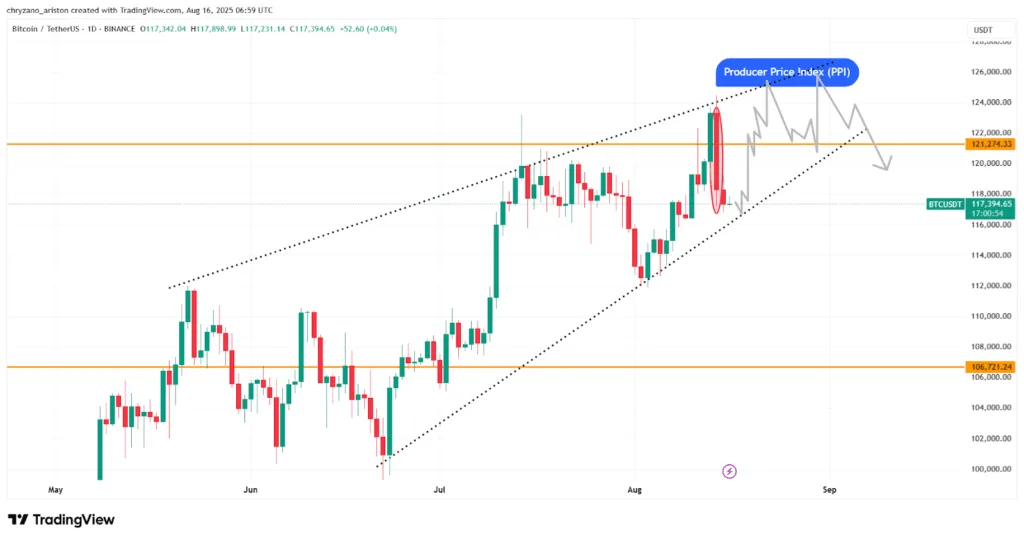 PPI crashes Bitcoin to $119K, Ethereum escapes unharmed, Fed may hold rates steady 1 PPI crashes Bitcoin to 119K Ethereum escapes unharmed Fed may hold rates steady 1
