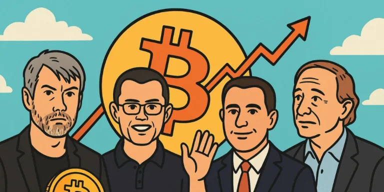 Crypto influencers Cartoon Image with bitcoin in the background
