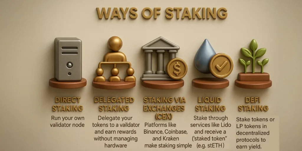 What is crypto staking? A beginner’s guide to passive income 2 different ways of staking