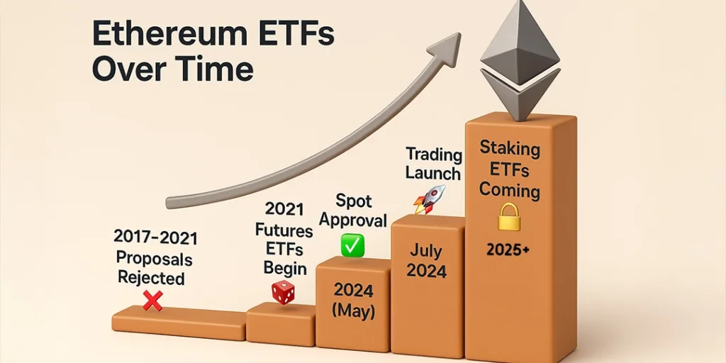 Spot Ethereum ETF outshines futures with real ownership and access 1 Ethereum ETFs Over Time