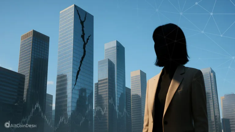 Skyscraper with cracks symbolizing financial scandal linked to Hwang Jung-eum's embezzlement