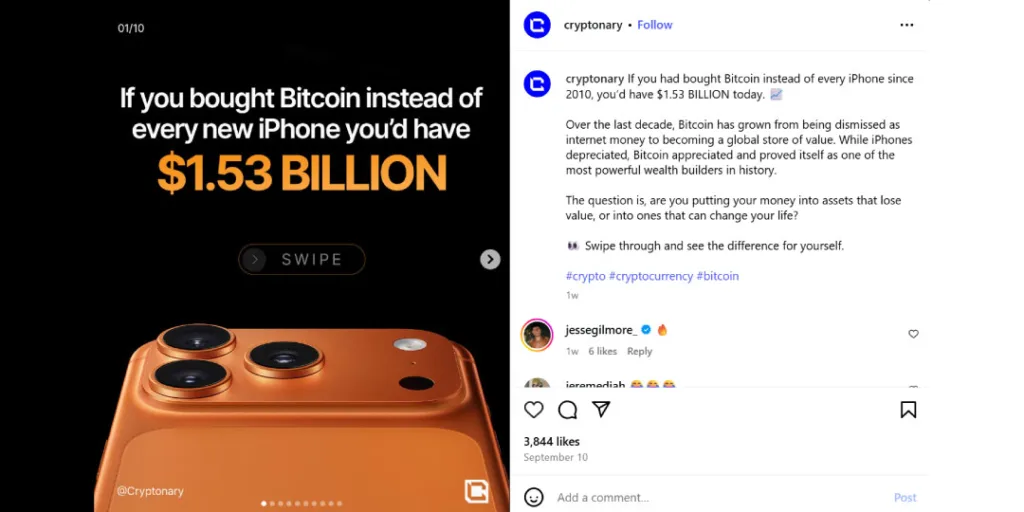 Crypto IG roundup: USAT vs USDT, Satoshi merch drops, Apple takes on Bitcoin & more 4 Hamna 6