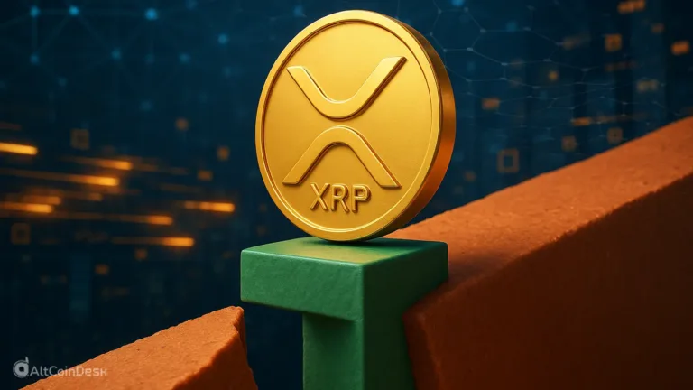 Golden XRP coin standing strong with digital background symbolizing XRP price prediction