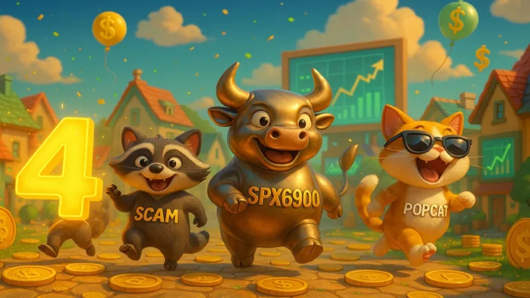 Trending memecoins today with Scam, SPX6900, and Popcat running amid coins and charts