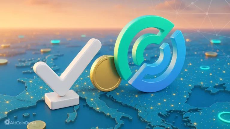 Clear Bank and Circle partnership concept showing digital coin and logo over a Europe map background