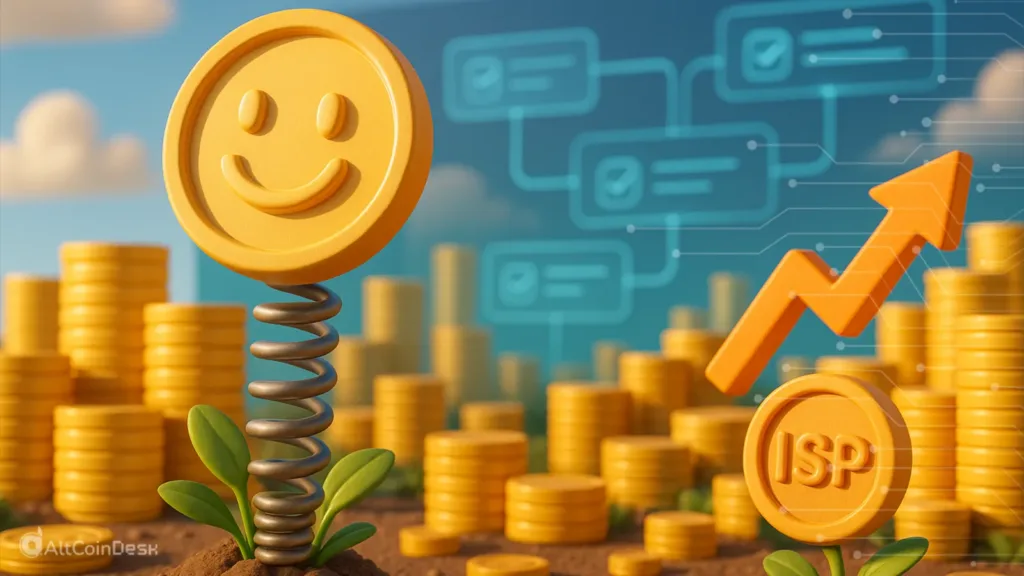 Gold coin on a spring with rising chart arrow, symbolizing XPIN bullish momentum and price growth