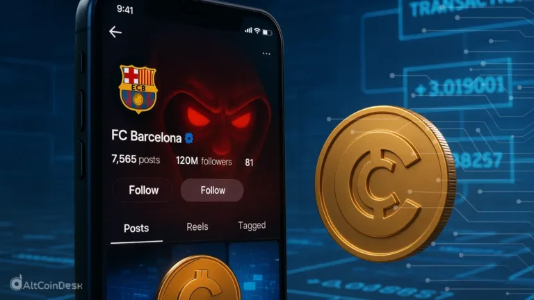 FC Barcelona's Instagram hack with crypto coin and hacker image