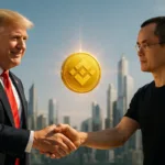 Trump pardons Changpeng Zhao with Binance coin between them