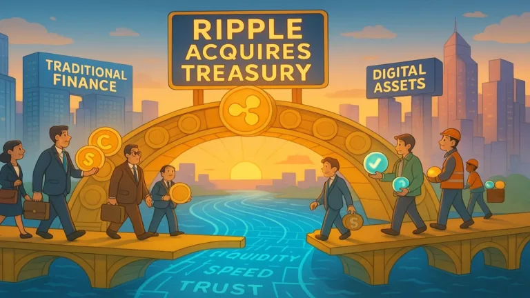 Ripple acquires Treasury illustrated as a bridge between traditional finance and digital assets