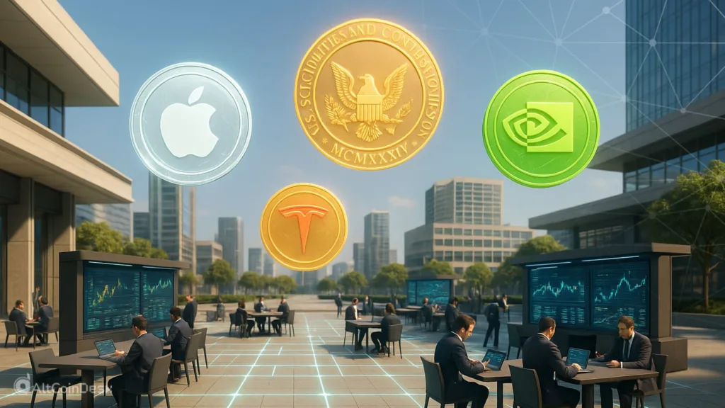 Blockchain based stock trading with Apple, Tesla, Nvidia, and SEC coins
