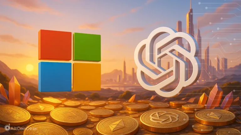 Microsoft-OpenAI tie-up illustration with logos and digital coins