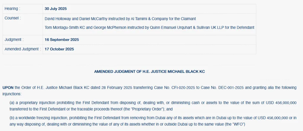 Can trust survive as the Dubai court freezes $456m in crypto? 1 1010