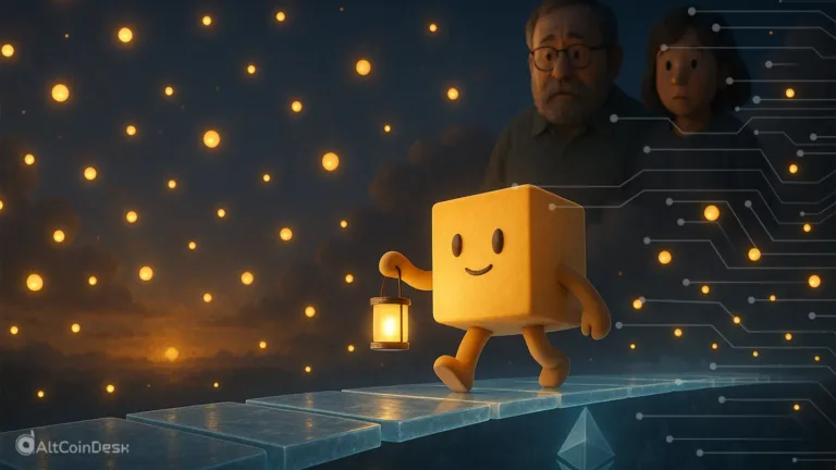 Cute character walking with a lantern symbolizing privacy as Aztec launches on the Ethereum network