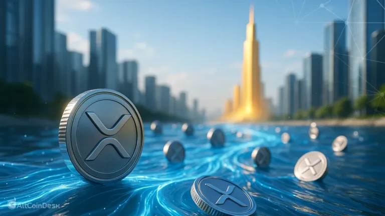 XRP coins flowing through a digital river, symbolizing the 300 million XRP outflow