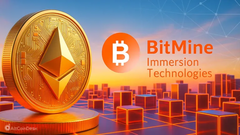 BitMine Ethereum holdings concept showing digital Ethereum coin and BitMine Immersion Technologies logo