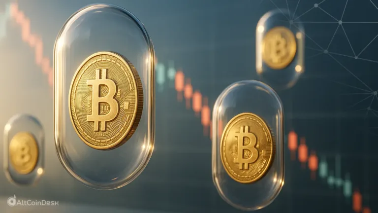 Bitcoin coins in capsules symbolize Capitol Hill targets crypto regulation and digital asset protection.