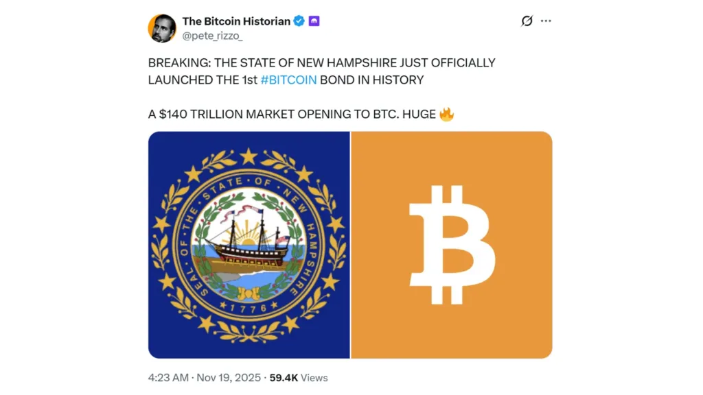 New Hampshire launches Bitcoin-backed municipal bond 1 New Hampshire news in content image