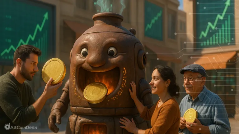 People feeding coins into a furnace-like machine symbolizing a Binance Coin token burn.