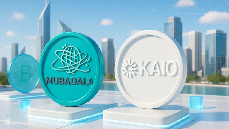 Mubadala Capital and KAIO tokens displayed side by side, symbolizing the Mubadala Capital and KAIO partnership.