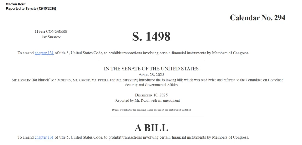 HONEST Act Congress trading ban aims to end blind trust 1 Congress Bill