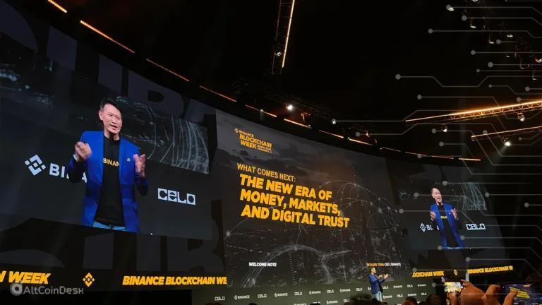 Richard Teng speaks at Binance Blockchain Week Dubai 2025 on the future of money and digital trust.