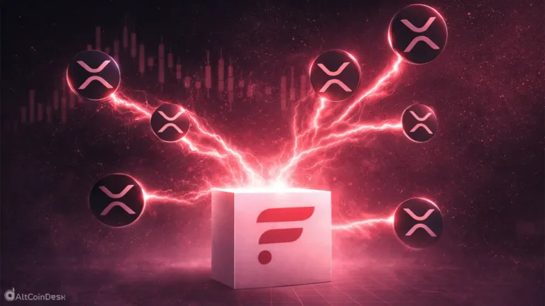 XRP price recovery illustrated as Flare ecosystem energy powering XRP tokens from a central network hub