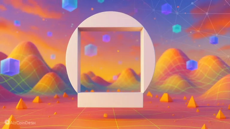Vibrant futuristic crypto scene with floating cubes and terrain illustrating Galaxy secures ADGM license announcement.