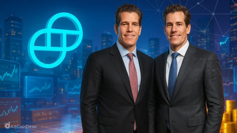 Winklevoss standing before the Gemini logo as Gemini receives US license for CFTC-regulated prediction markets.