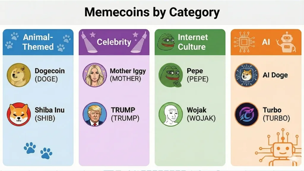 What are memecoins? A guide on how they work, risks, and challenges 3 Memecoins by Category