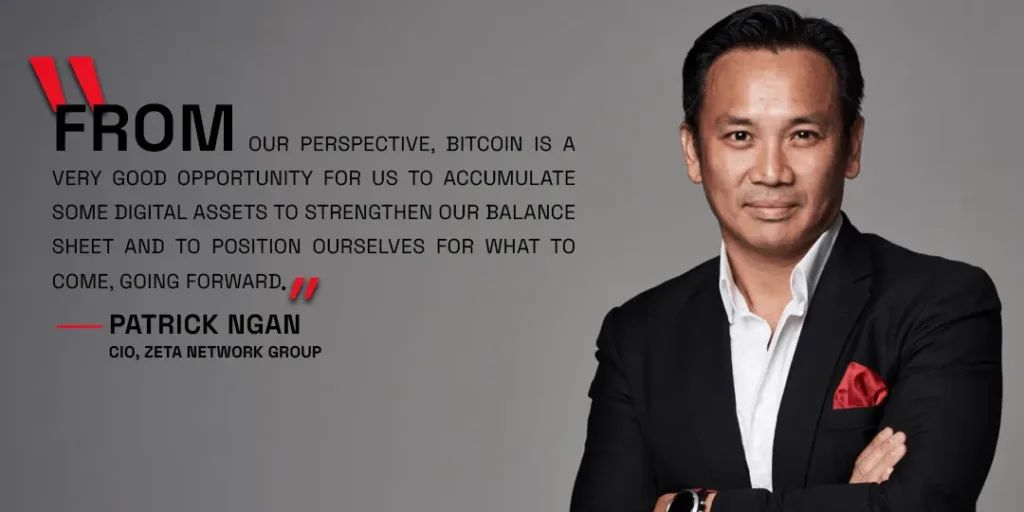 'Is gold very liquid? It is absolutely not liquid at all,' says Patrick Ngan of Zeta, comparing gold to Bitcoin 1 Patrick Ngan CIO Zeta Network Group 3