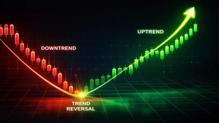 A candlestick price chart showing a trend reversal for RENDER as it breaks out into an uptrend on the daily chart.