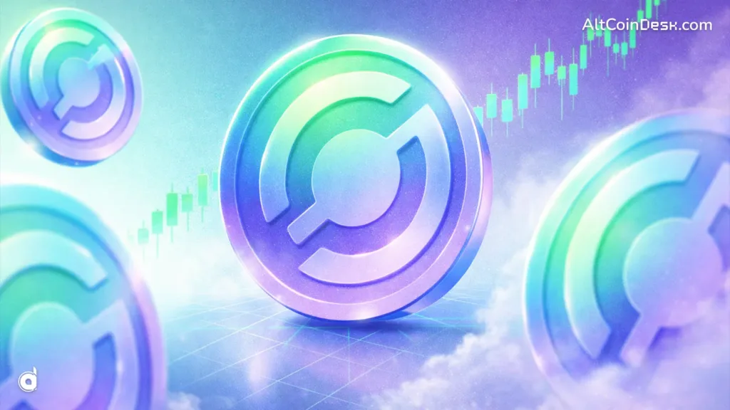 USDC on Solana visualized as Circle’s stablecoin tokens with rising crypto price charts in the background