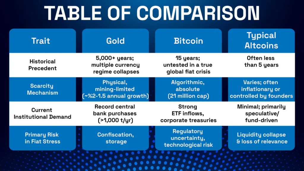Altcoins losing value as gold replaces crypto 2 table of camparison