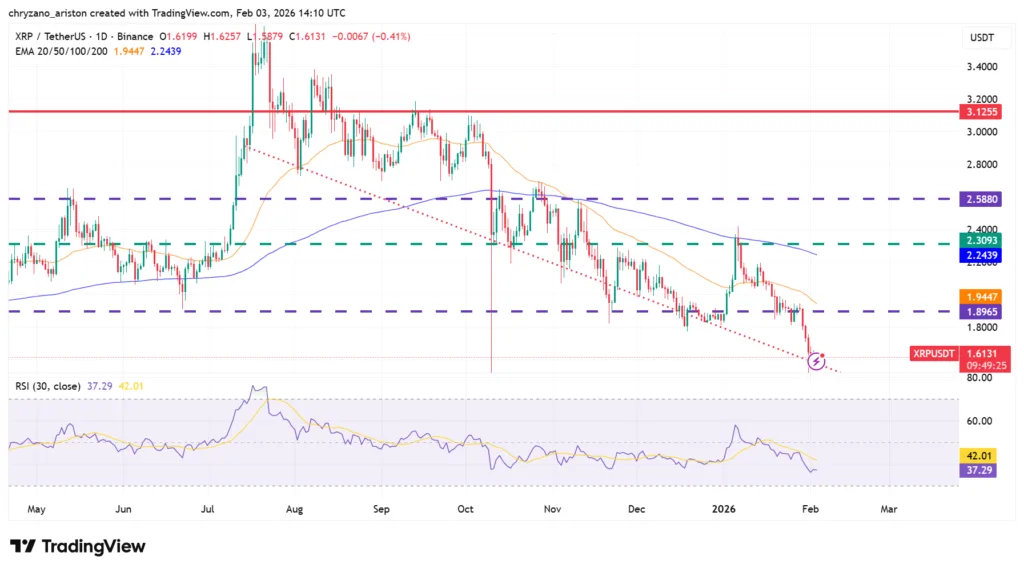 XRP derivatives market blossoms after heavy long liquidations 1 XRP/USD chart