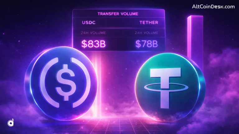 USDC flips Tether in transfer volume but its not a shift in market leadership