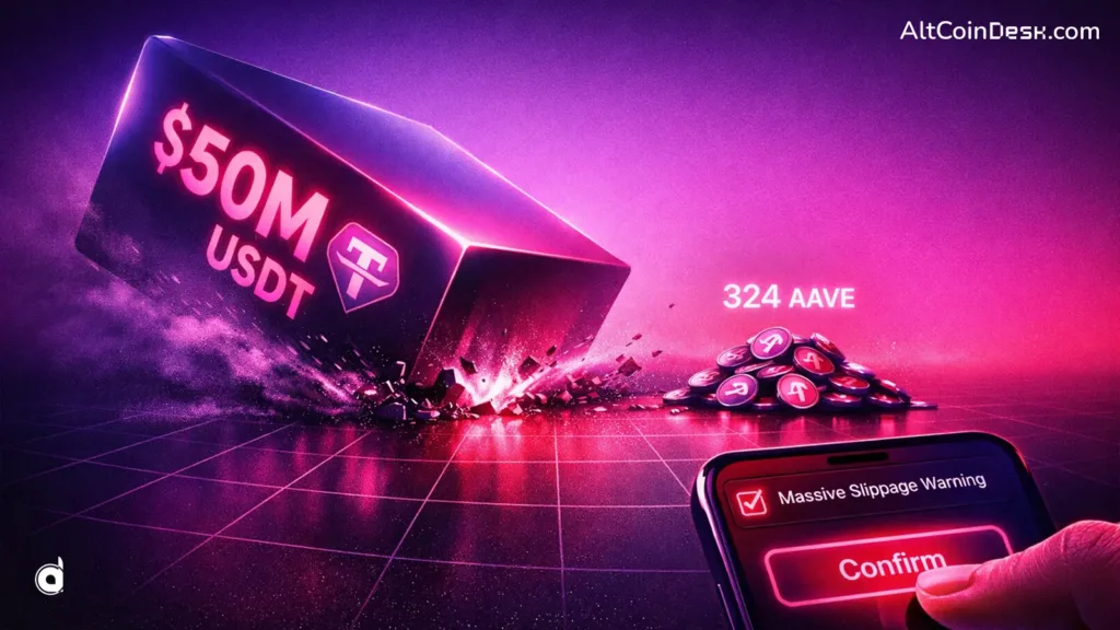 Trader swaps $50 million USDT for $36,000 due to slippage