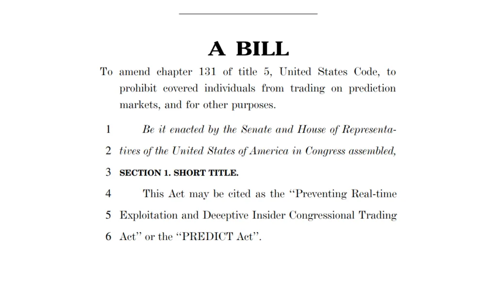 US lawmakers introduce PREDICT Act to ban government officials from prediction markets 1 image 120