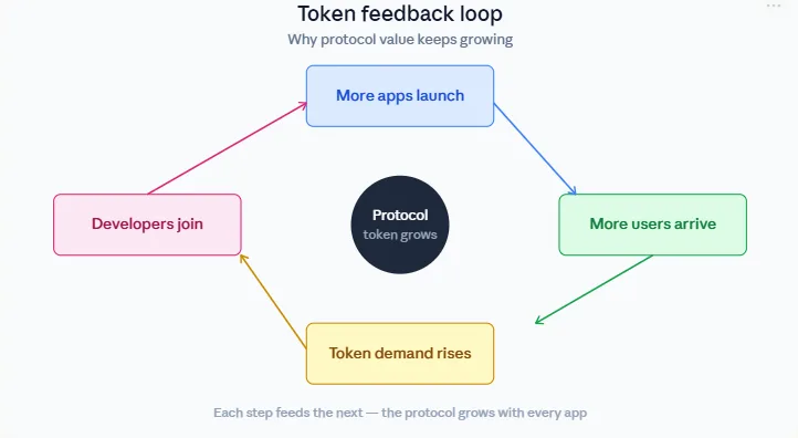 Fat apps vs fat protocols: The shift reshaping blockchain in 2026 3 Token feedback loop cycle