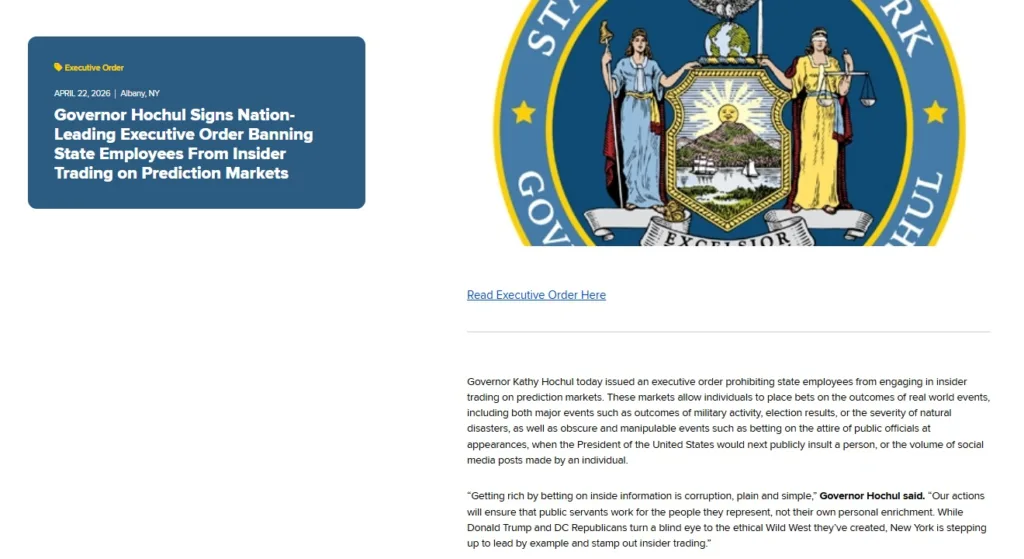 Illinois EO prediction markets trigger crypto ethics crackdown 2 Governor Kathy Hochul