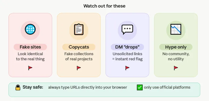 Buying your first NFT without a "digital wallet" has never been easier 2 NFT scam red flags to avoid